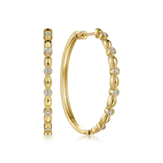 Gabriel - 14K Yellow Gold Diamond Hoop Earrings in size 40mm