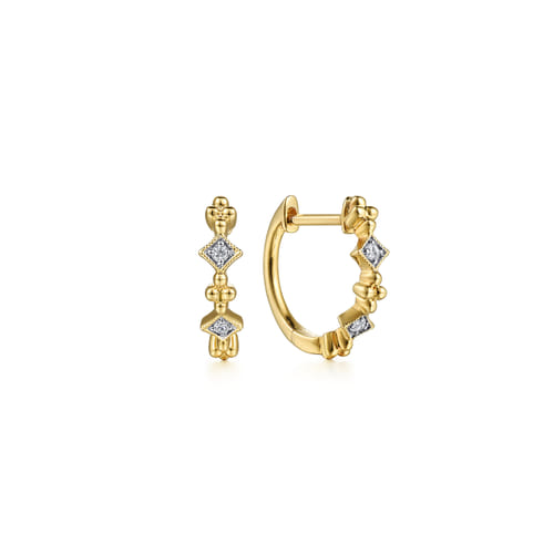 14K Yellow Gold Diamond Huggie Earrings, 0.04ct