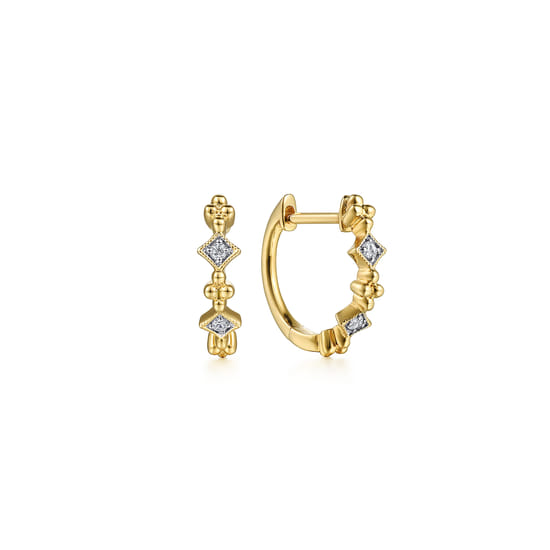 14K Yellow Gold Diamond Huggie Earrings, 0.04ct