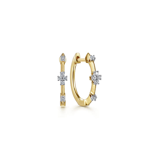Gabriel - 14K Yellow Gold Diamond Huggie Earrings, 15mm 