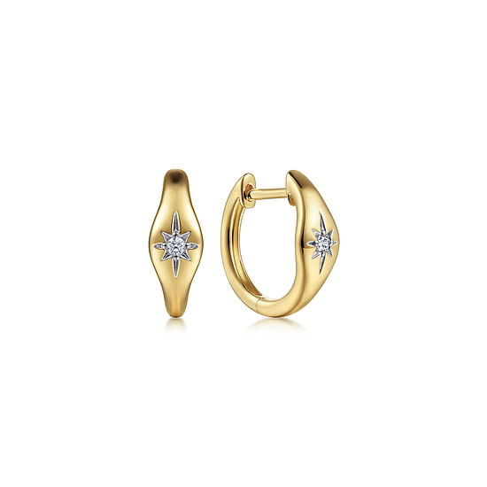 Gabriel - 14K Yellow Gold Diamond Huggie Earrings