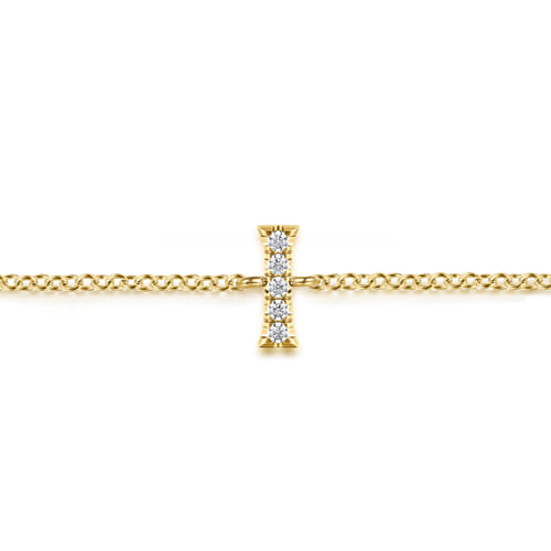 14K Yellow Gold Diamond I Initial Chain Bracelet 14K Yellow Gold Diamond I Initial Chain Bracelet