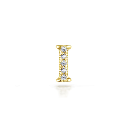 14K Yellow Gold Diamond I Initial Locket Charm