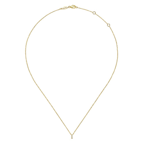 14K Yellow Gold Diamond I Initial Pendant Necklace