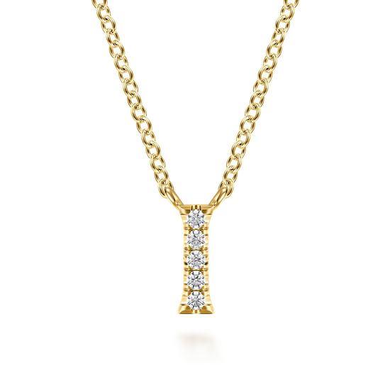 Gabriel - 14K Yellow Gold Diamond I Initial Pendant Necklace