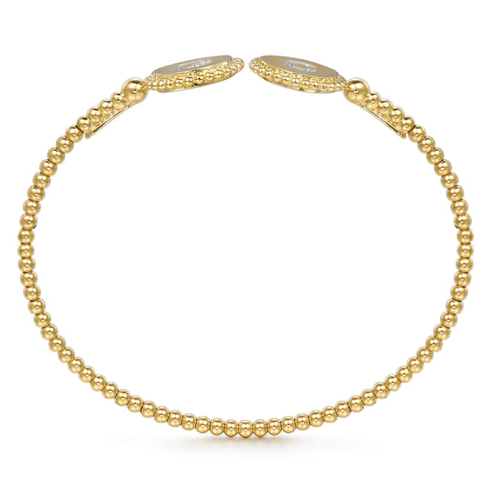 14K Yellow Gold Diamond Initial G and C Bangle angle 3