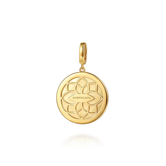 14K Yellow Gold Diamond Initial M Medallion Pendant With Detachable Bail angle 2