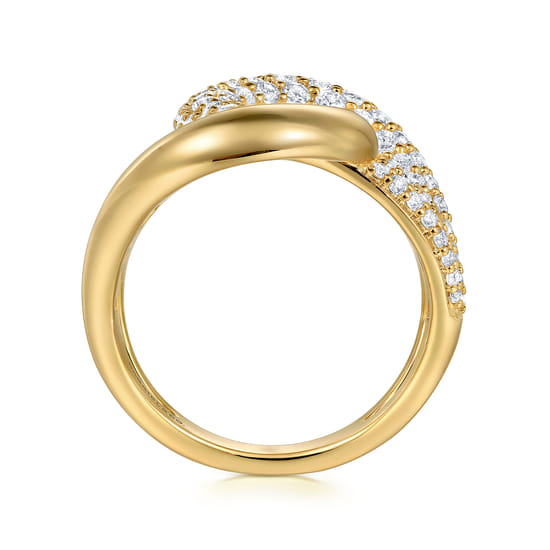 14K Yellow Gold Diamond Interlocking Ladies Ring angle 2