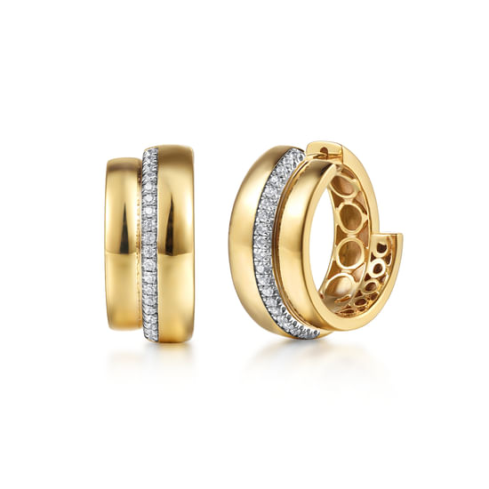 Gabriel - 14K Yellow Gold Diamond Intricate Hoop Earrings
