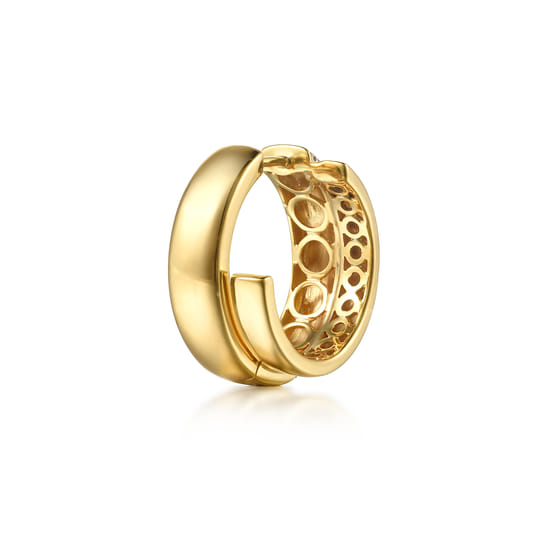 14K Yellow Gold Diamond Intricate Hoop Earrings angle 2