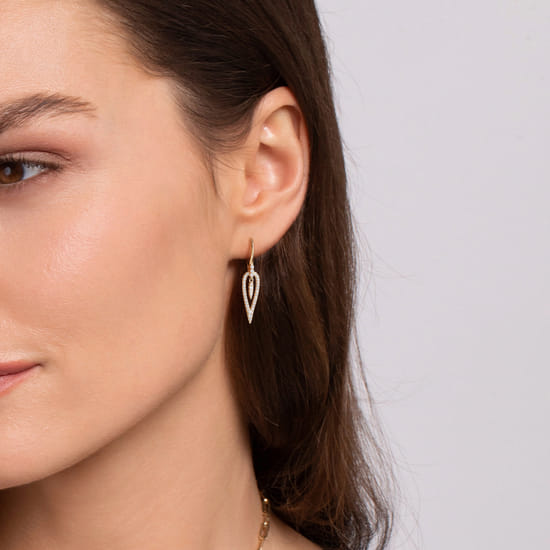 14K Yellow Gold Diamond Inverted Teardrop Leverback Earrings angle 3