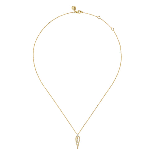 14K Yellow Gold Diamond Inverted Teardrop Pendant Necklace