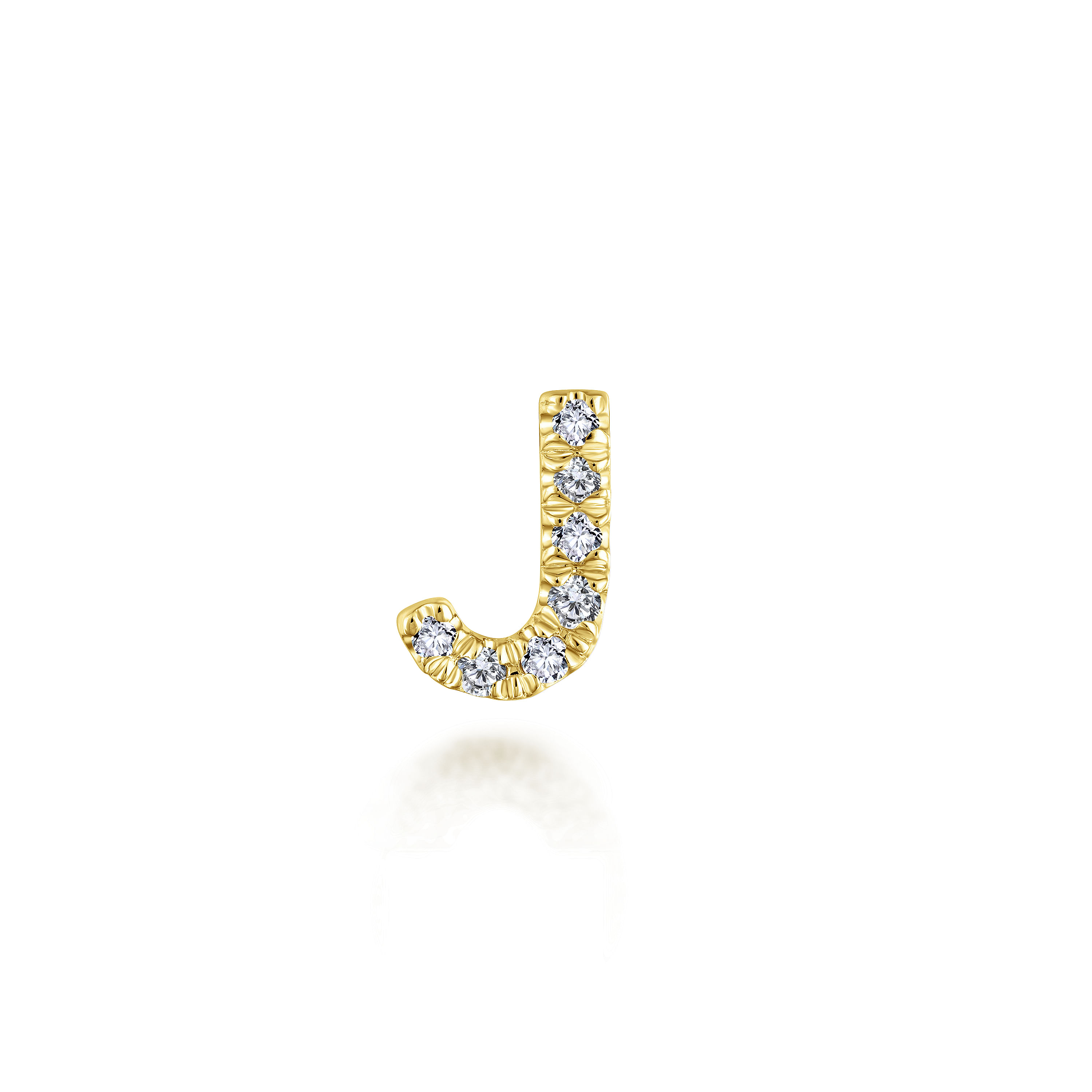 14K Yellow Gold Diamond J Initial Locket Charm