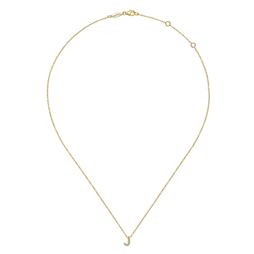 14K Yellow Gold Diamond J Initial Pendant Necklace