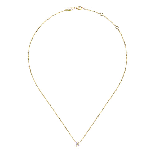 14K Yellow Gold Diamond K Initial Pendant Necklace