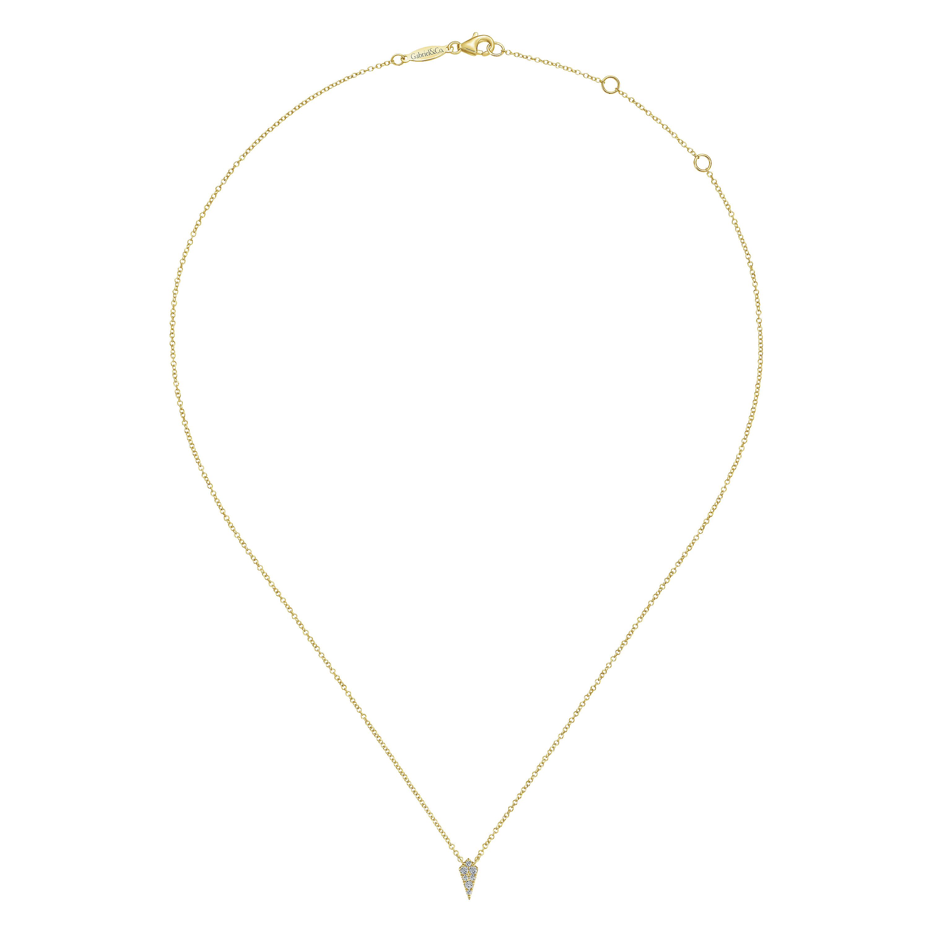 14K Yellow Gold Diamond Kite Pendant Necklace