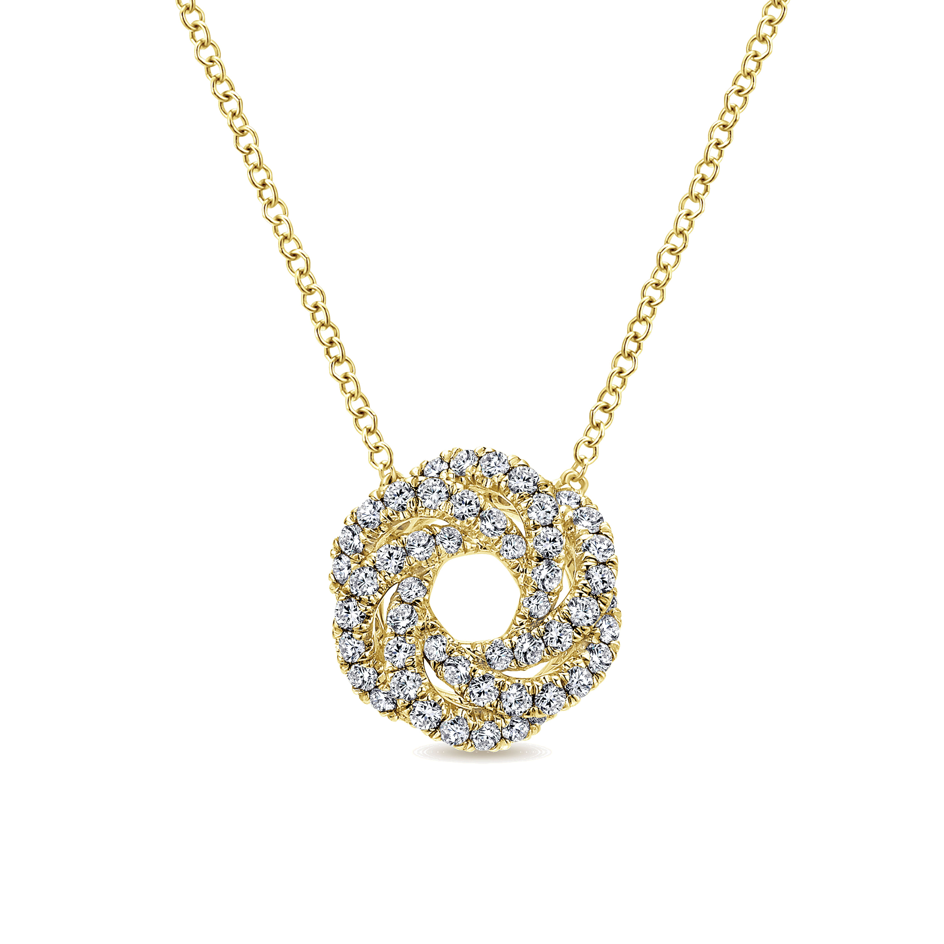 14K Yellow Gold Diamond Knot Pendant Necklace