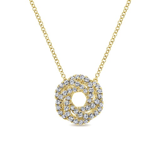 14K Yellow Gold Diamond Knot Pendant Necklace