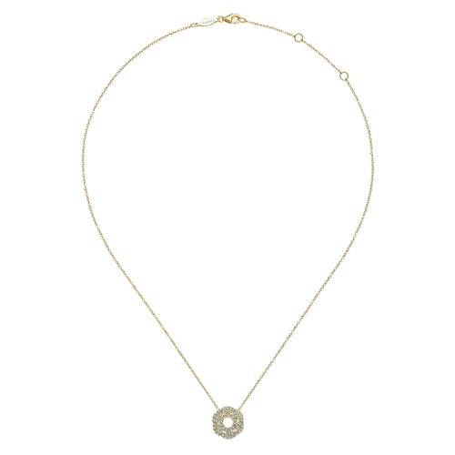 14K Yellow Gold Diamond Knot Pendant Necklace