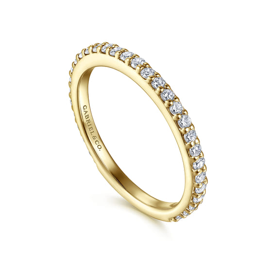 14K Yellow Gold Diamond Ladies Stackable Ring angle 3