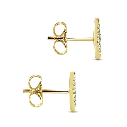 14K Yellow Gold Diamond Lightning Bolt Stud Earrings