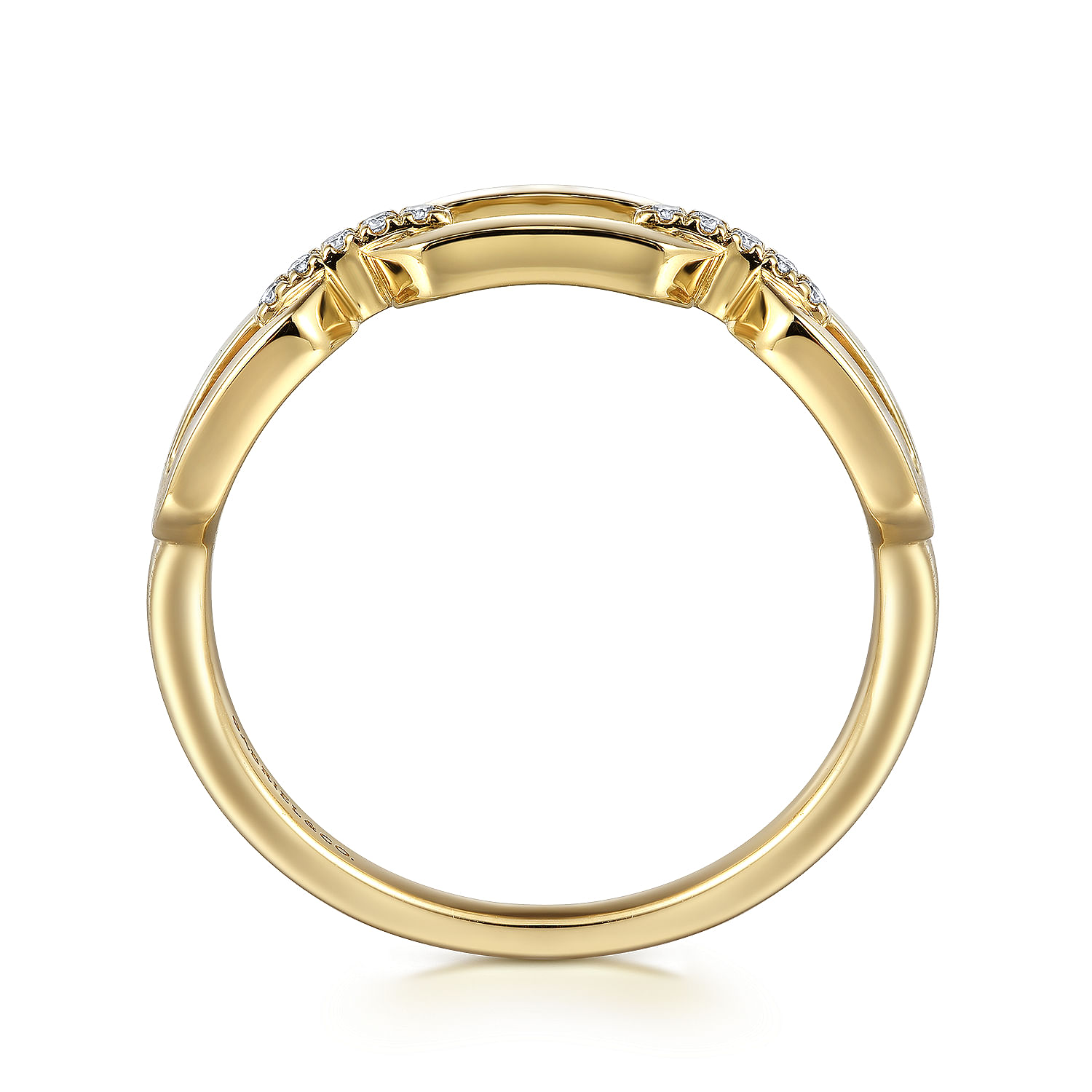 14K Yellow Gold Diamond Link Chain Ladies Ring 