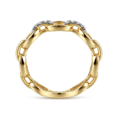 14K Yellow Gold Diamond Link Chain Ring