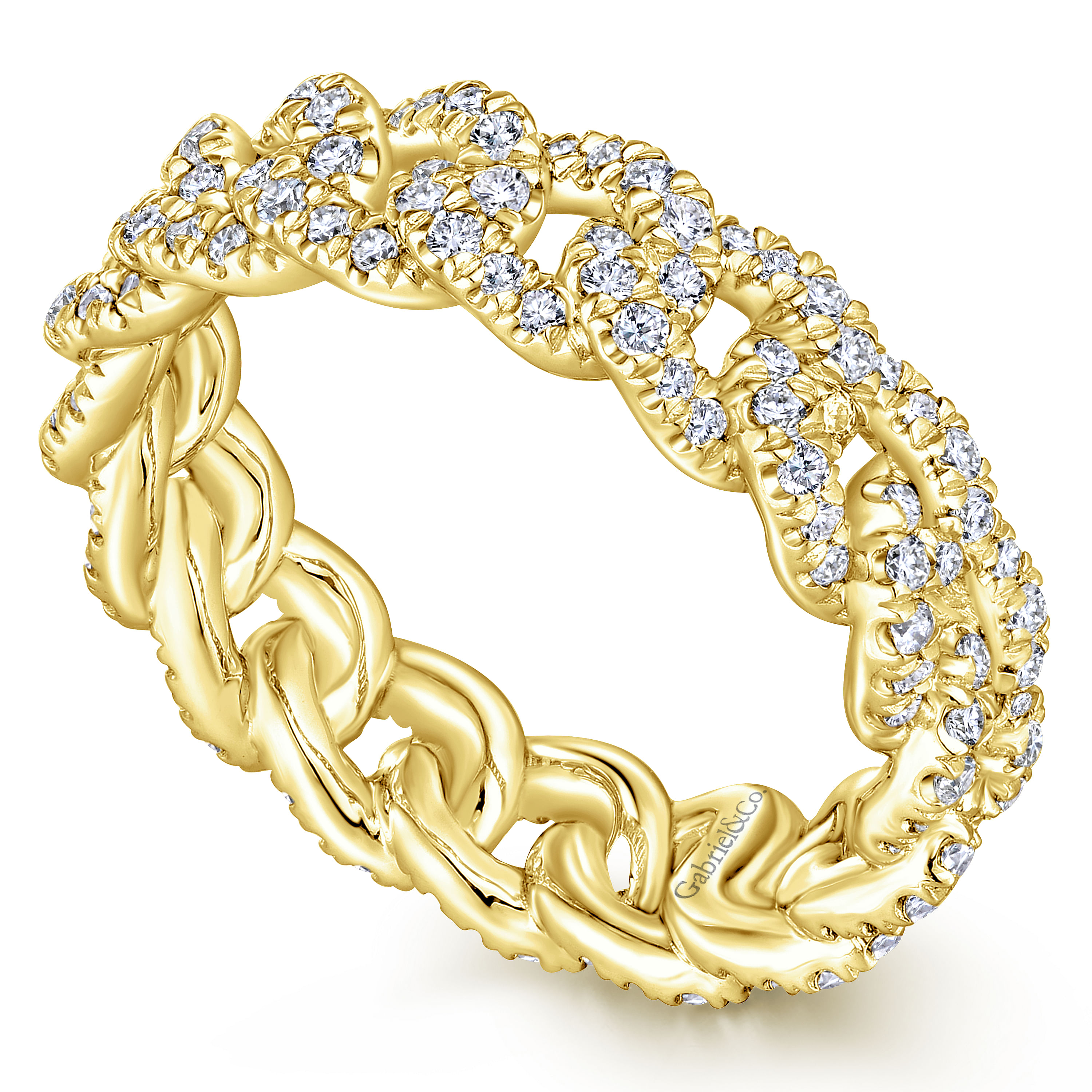 14K Yellow Gold Diamond Link Eternity Ring