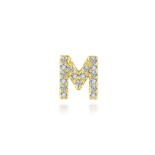 14K Yellow Gold Diamond M Initial Locket Charm