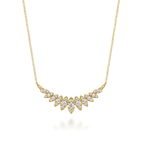 14K Yellow Gold Diamond Marquise Bar Necklace