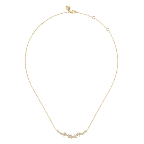 14K Yellow Gold Diamond Marquise Bar Necklace