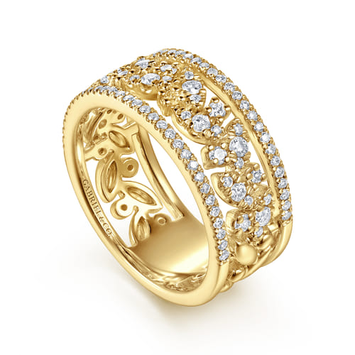 14K Yellow Gold Diamond Marquise Easy Stackable Ring
