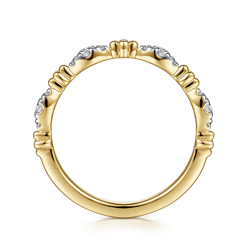 14K Yellow Gold Diamond Marquise Shape Bujukan Stackable Ring