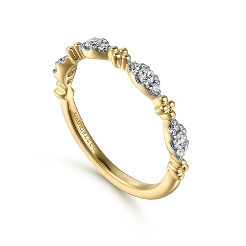 14K Yellow Gold Diamond Marquise Shape Bujukan Stackable Ring