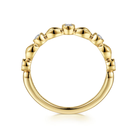 14K Yellow Gold Diamond Marquise Shape Stackable Ring angle 2