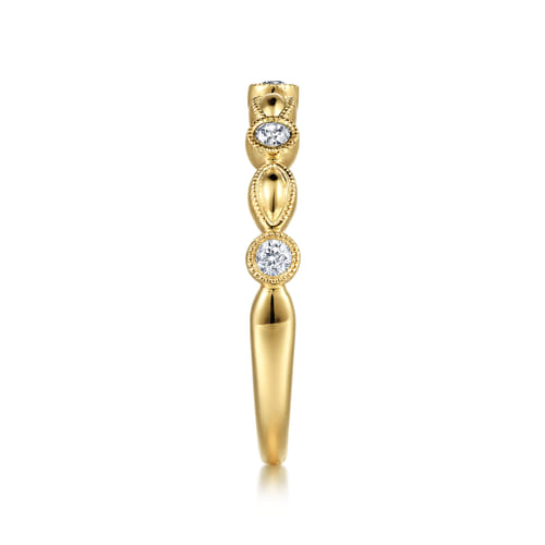 14K Yellow Gold Diamond Marquise Shape Stackable Ring