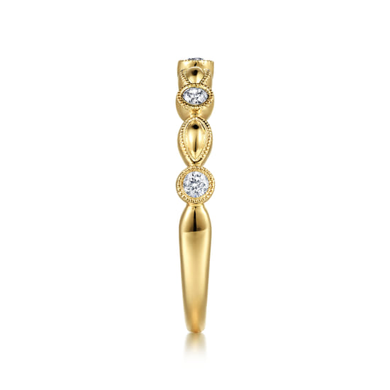14K Yellow Gold Diamond Marquise Shape Stackable Ring angle 4