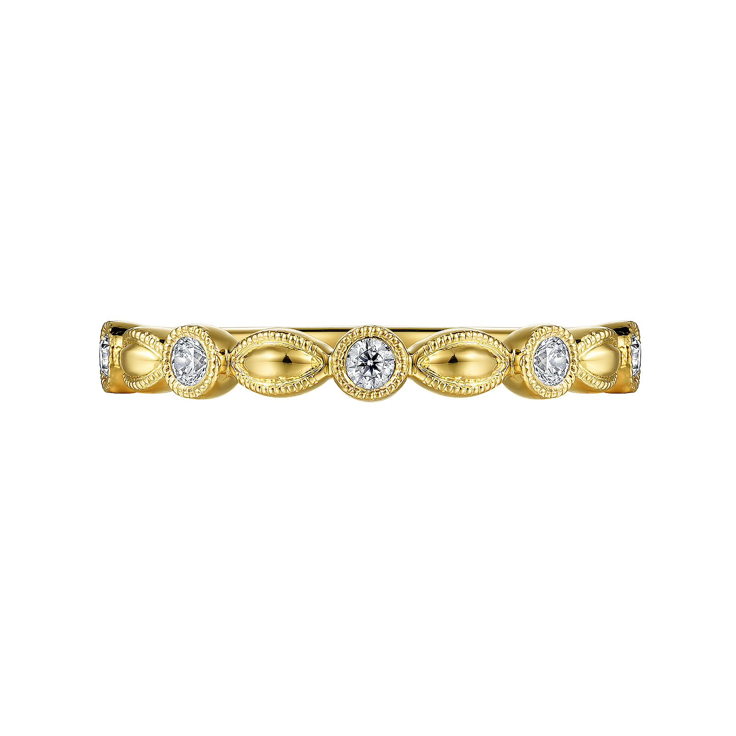14K Yellow Gold Diamond Marquise Shape Stackable Ring