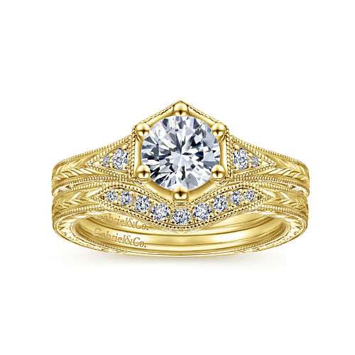 14K Yellow Gold Diamond Matching Wedding Band