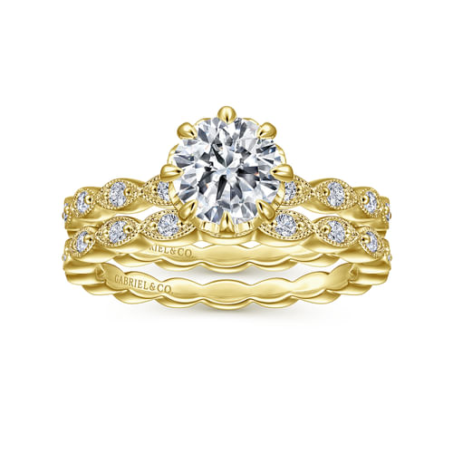 14K Yellow Gold Diamond Matching Wedding Band