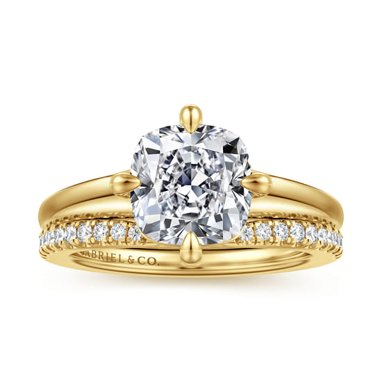 14K Yellow Gold Diamond Matching Wedding Band angle 4