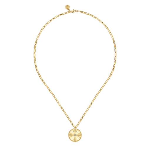 14K Yellow Gold Diamond Medallion Chain Necklace