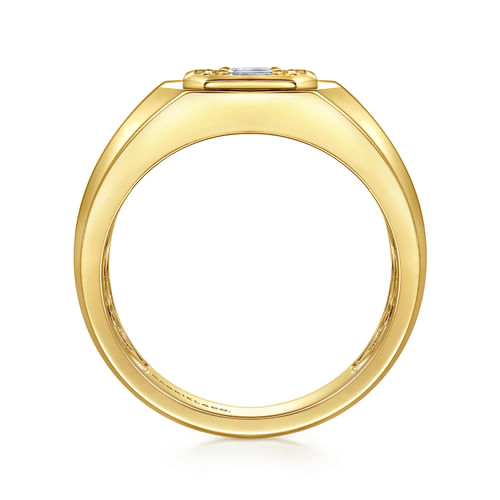 14K Yellow Gold Diamond Mens Engagement Ring in High Polish Finish