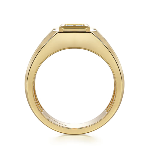 14K Yellow Gold Diamond Mens Engagement Ring in High Polish Finish