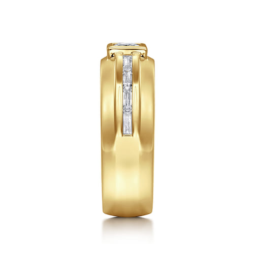 14K Yellow Gold Diamond Mens Engagement Ring in High Polished Finish