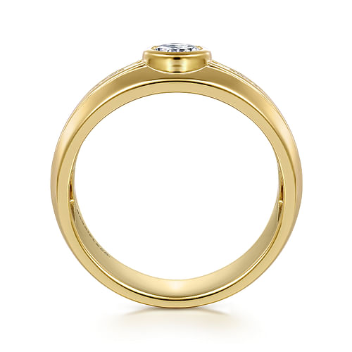 14K Yellow Gold Diamond Mens Engagement Ring in High Polished Finish