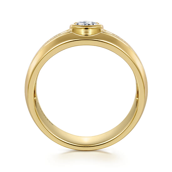 14K Yellow Gold Diamond Mens Engagement Ring in High Polished Finish angle 2