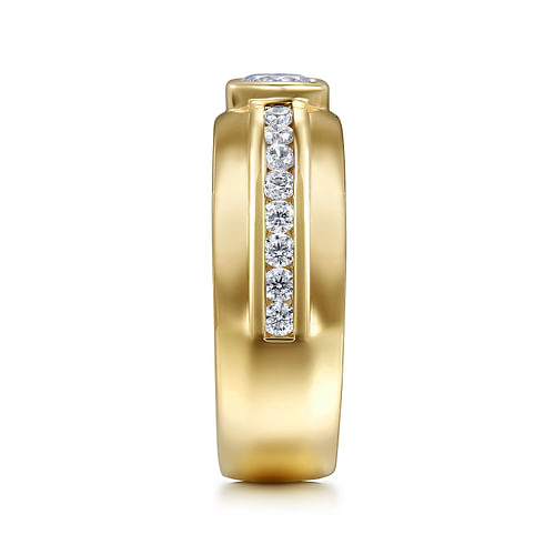 14K Yellow Gold Diamond Mens Engagement Ring in High Polished Finish