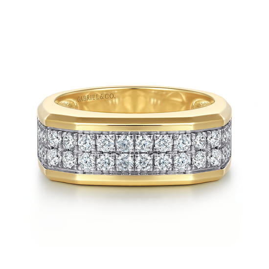 Gabriel - 14K Yellow Gold Diamond Mens Ring in High Polish Finish