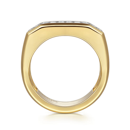 14K Yellow Gold Diamond Mens Ring in High Polish Finish angle 2